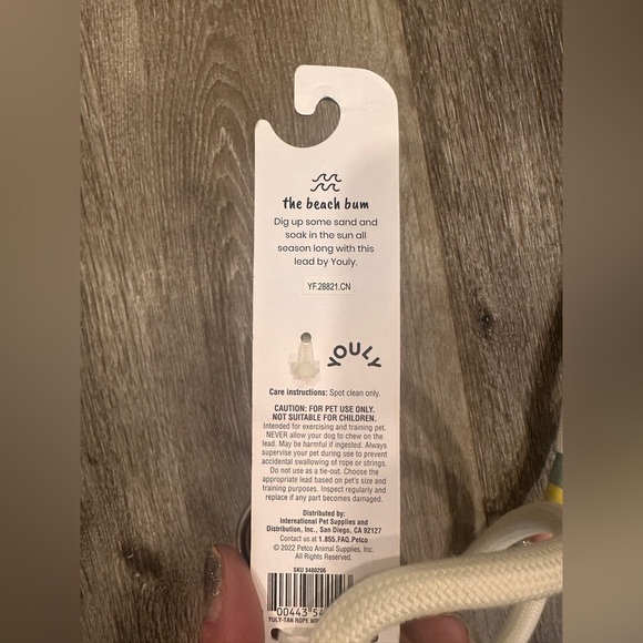 YOULY The Beach Bum Dog Leash- 6 feet Long.  Cream with Colorful Accents NEW - Picture 5 of 5